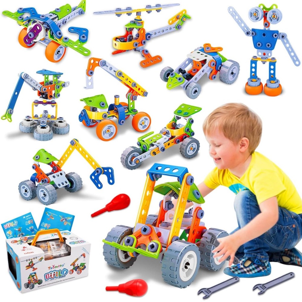 Tsomtto 10 in 1 Engineering Building Set & Tools STEM Educational Toys Preschool